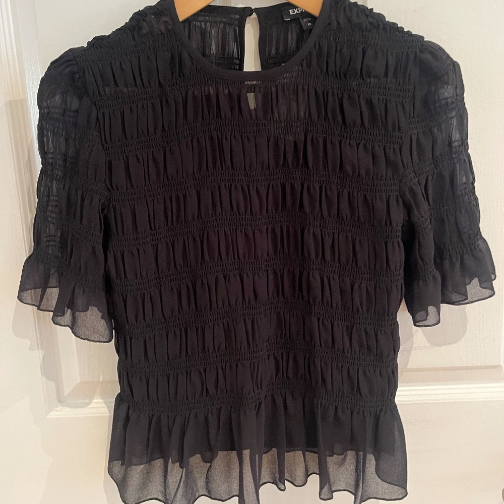 Express Black Ruffle Blouse - XS
